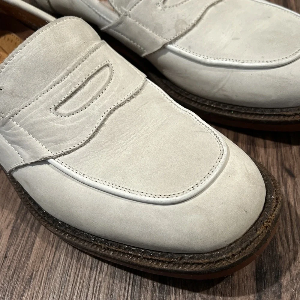 Johnston Murphy Made In Italy Men's Penny Loafers Shoes Ivory Casual Size 7M